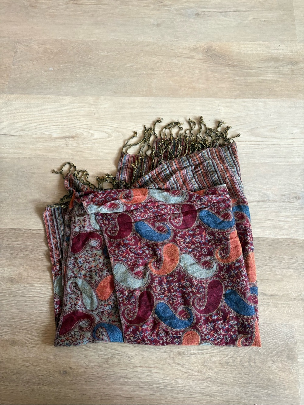 Woven Paisley Wrap Skirt in Burgundy Multi
